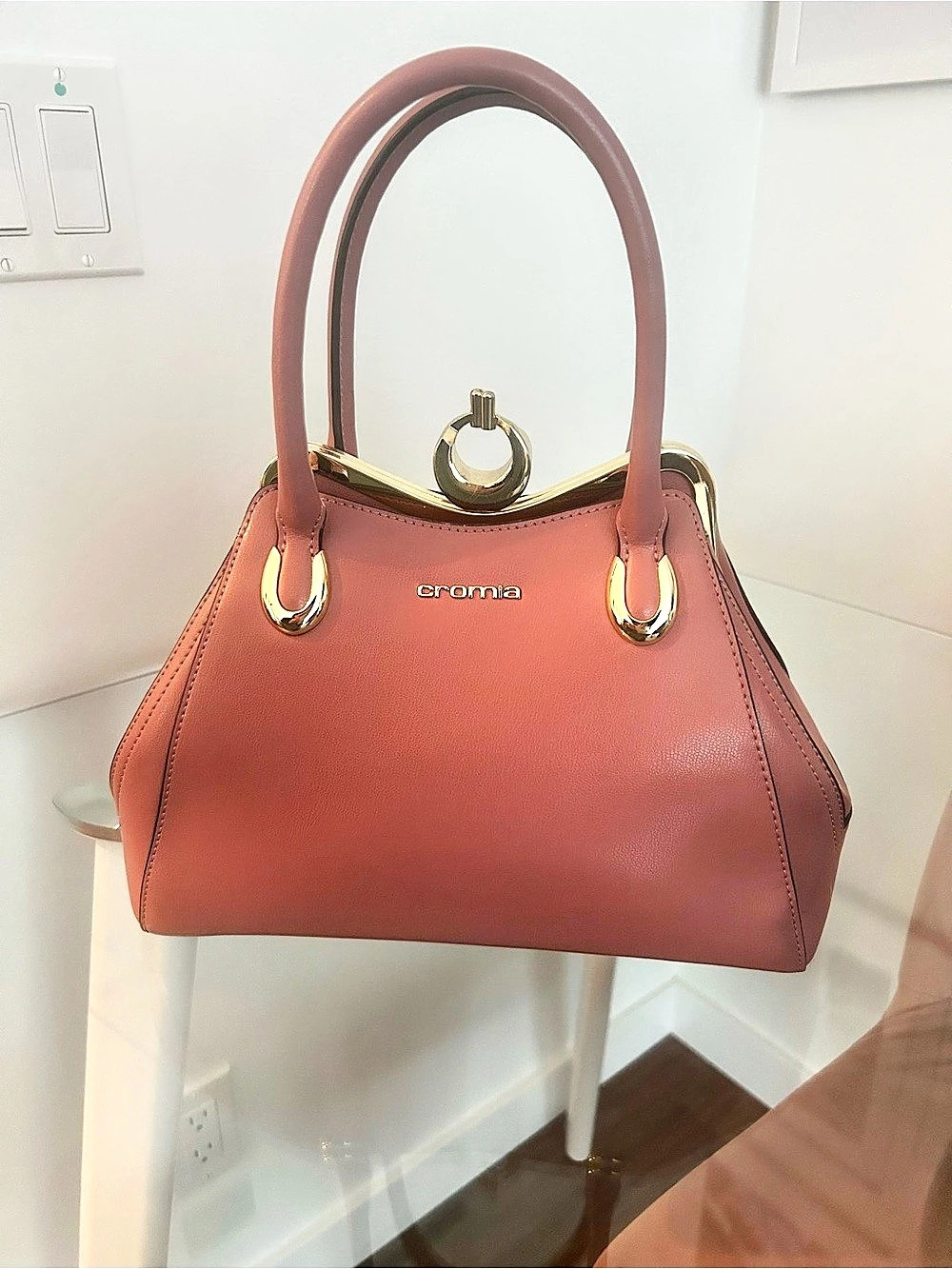 Cromia Structured Satchel in Pink